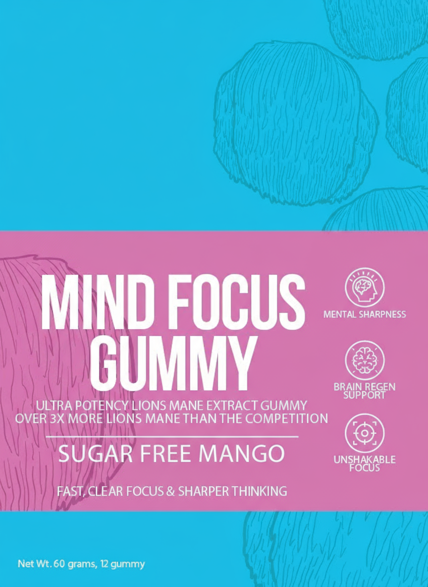 Mango Sugar-Free - Mind Focus Gummy - High PotencY Lion's Mane Extract for the Brain - Subscription